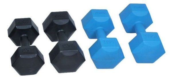 Gantere hexagonale, ciment cu plastic, diferite greutati