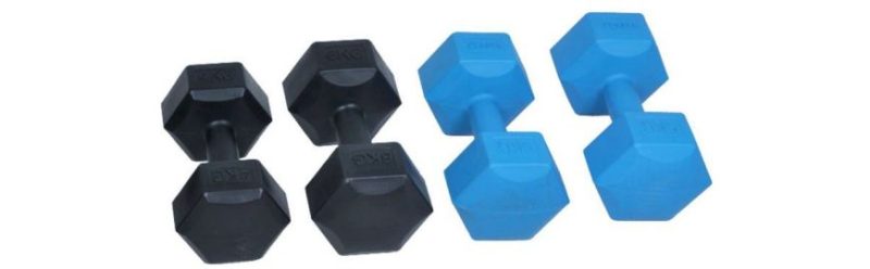gantere hexagonale ciment cu plastic diferite greutati