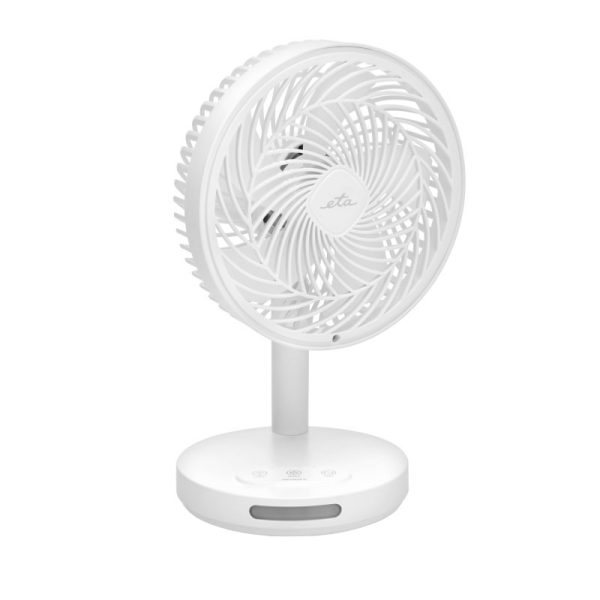 Ventilator de masa fara fir 16.6 cm, 3 viteze, iluminare LED, alb